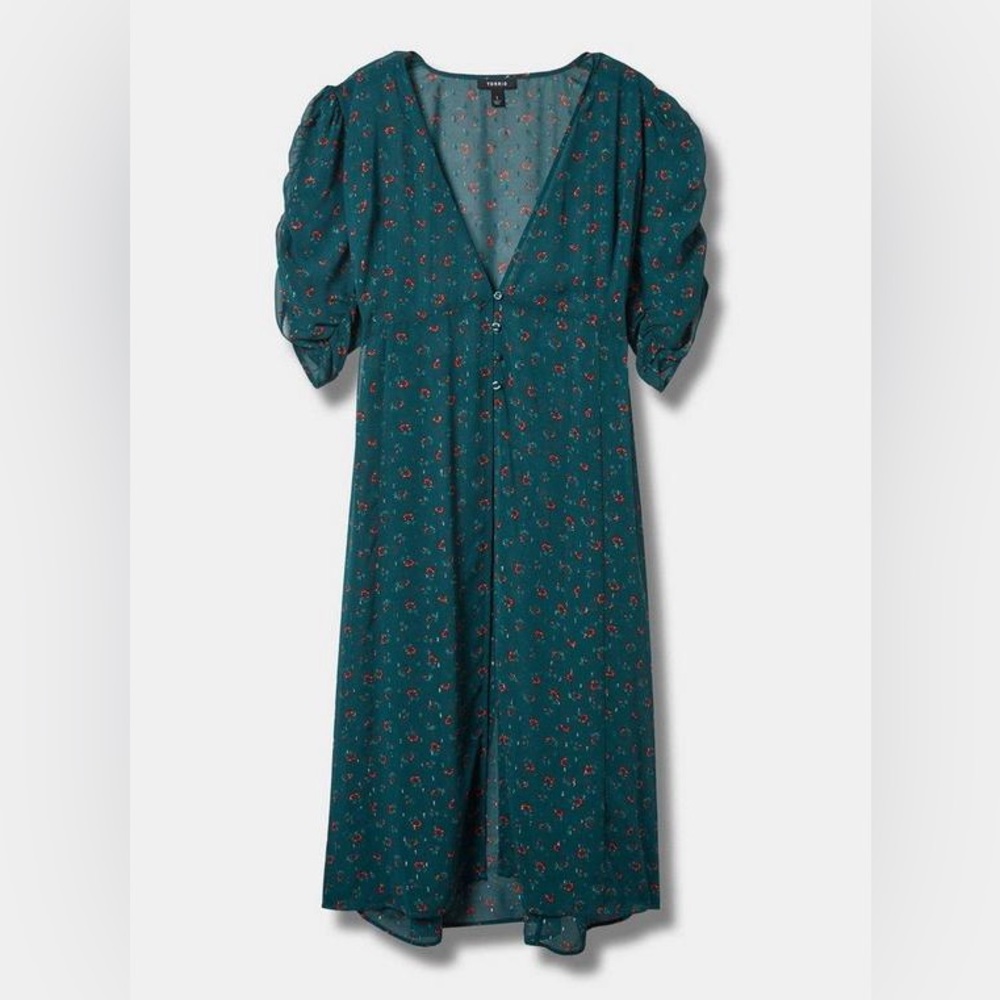 Torrid Chiffon Ruched Sleeve Kimono Size 3